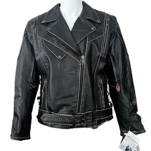 Xelement Jacket Men Size 2XL Vintage Distressed Leather Motorcycle Zip Out Liner